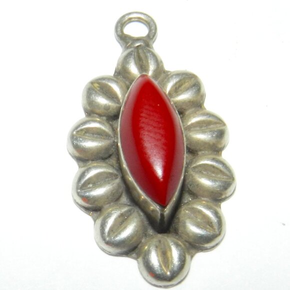 Vintage Mexico  Red Onyx  Sterling Silver  Pendant - Picture 6 of 8